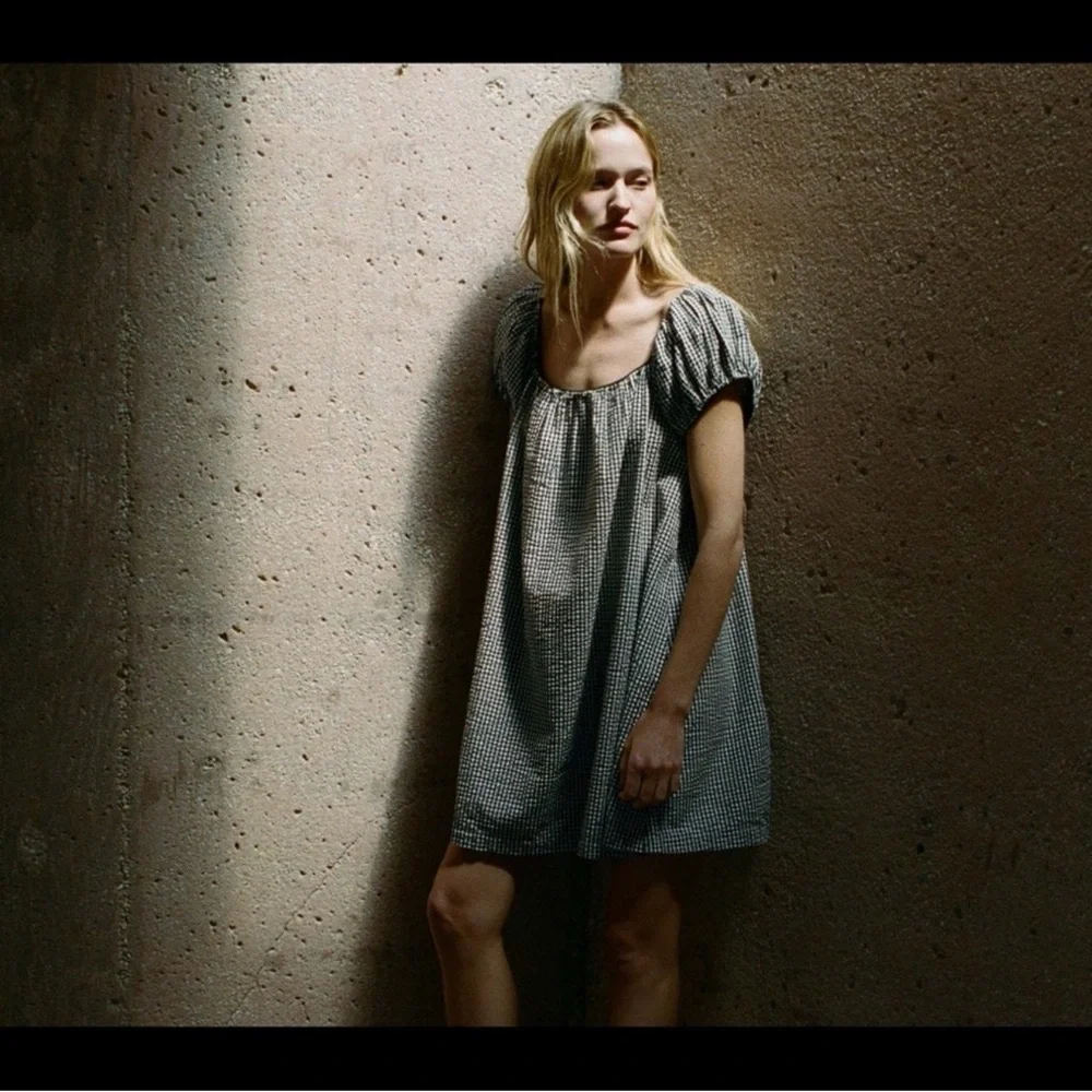 Doen Julia Dress Mini Black White La Maddalena Gingham Medium EUC - Picture 11 of 13